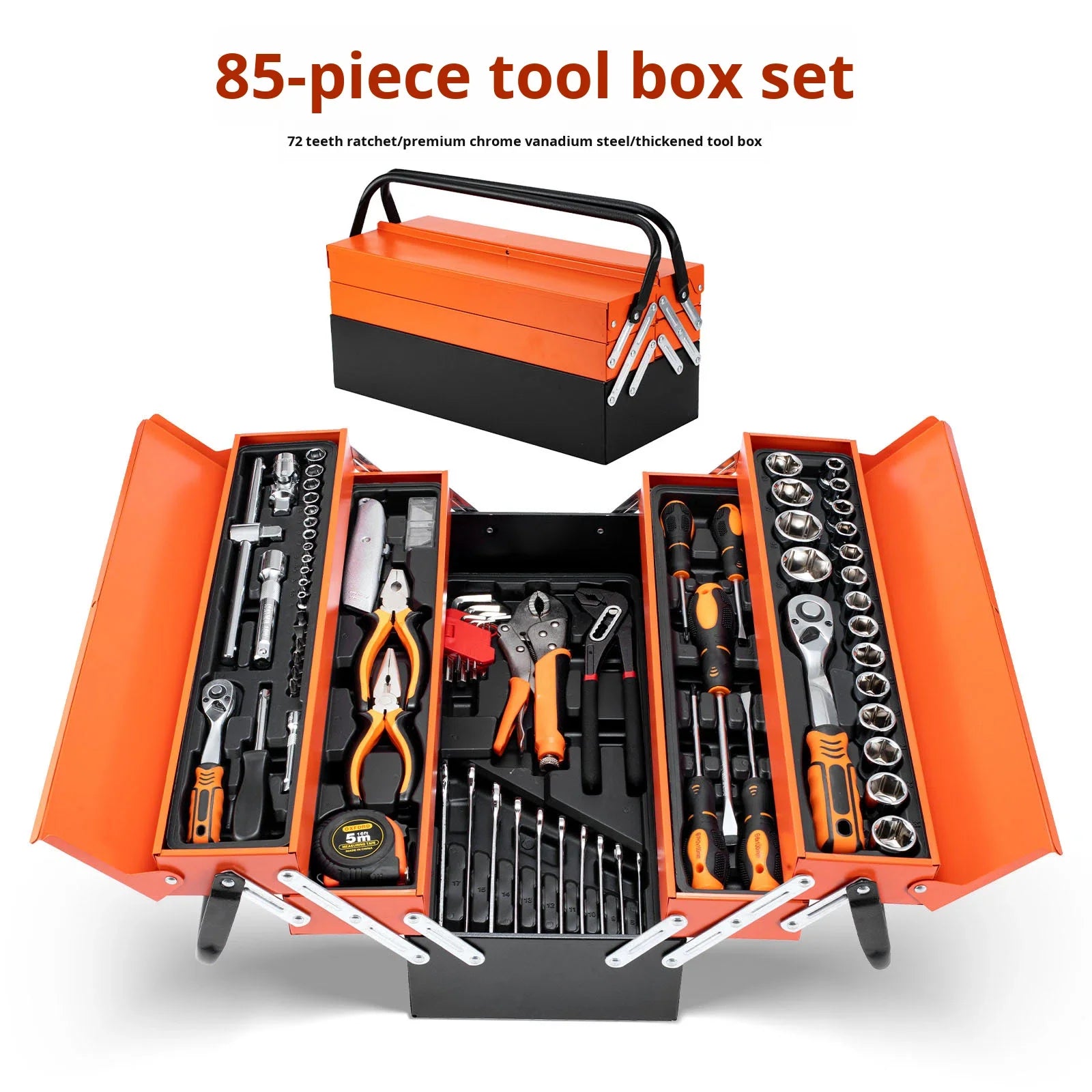 Hand Tools OEM 1 Year 85-Piece Repair Tool Sets Multi-Functional 72-Tooth Ratchet Wrench Socket Combination Pliers Screwdriver