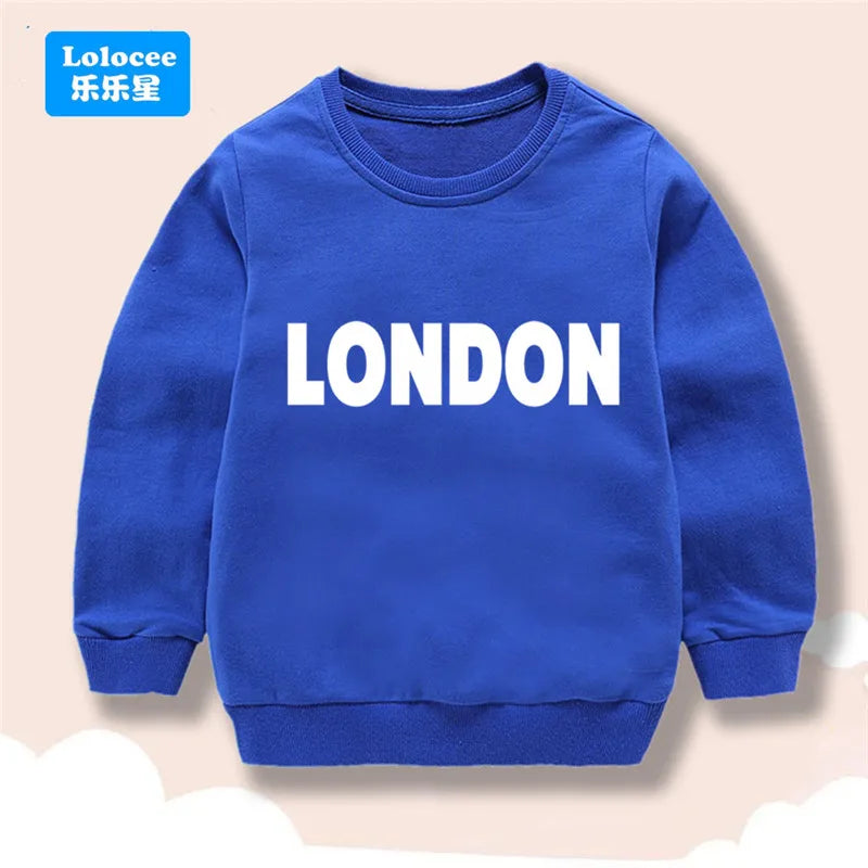 Kids Sweatshirt Paris Eiffel Tower Print Boys Casual Long Sleeve Pullover Top, High-Quality Children's Fashion Daily Wear BLTBZ1