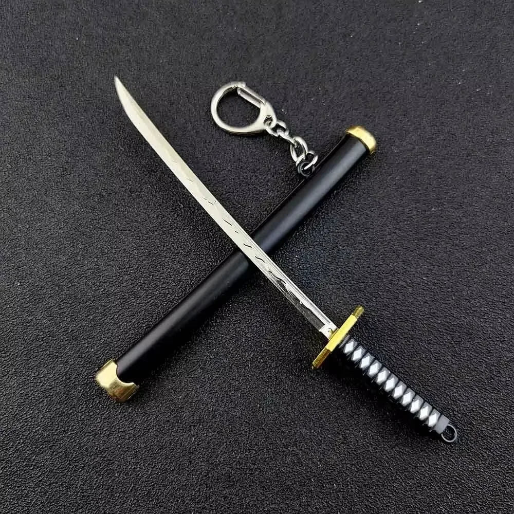 6.3inch Metal Roronoa Zoro Katana Keychain Small Anime Zoro Sword Ninja Knife Real Japanese Katana original Samurai Sabre Gift