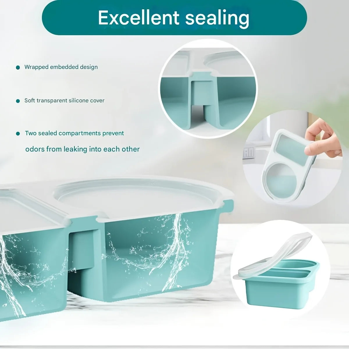 3 Pack Silicone Snack Containers 2 Compartments Reusable Snackle Box with Lids for Snack Salad Dressing & Meal Prep Food Storage