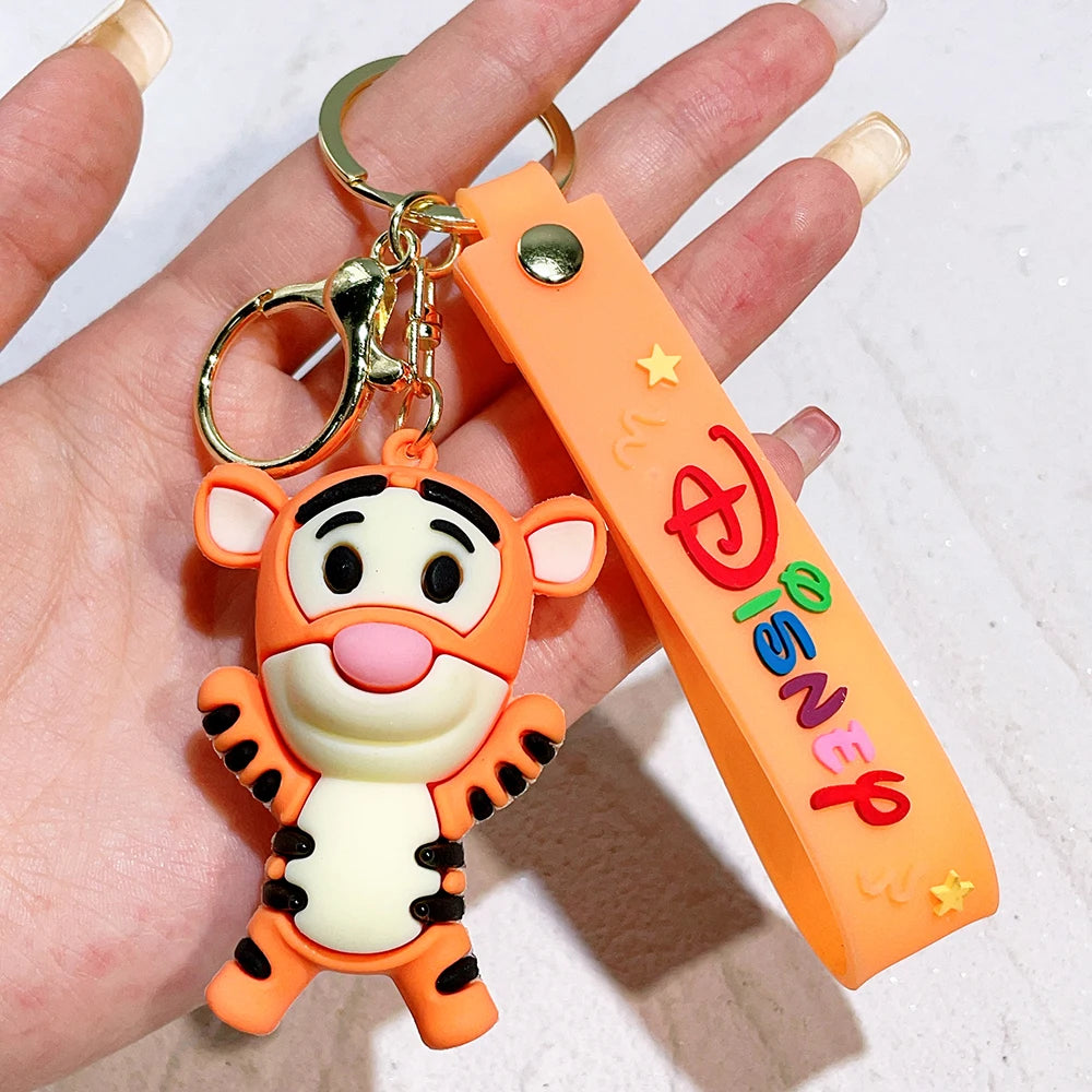 Cute Animal Winnie the Pooh Keychain-Eeyore, Tigger, Piglet PVC Keyring Toy for Car Bag Backpack, Claw Machine Prize, Gift Set