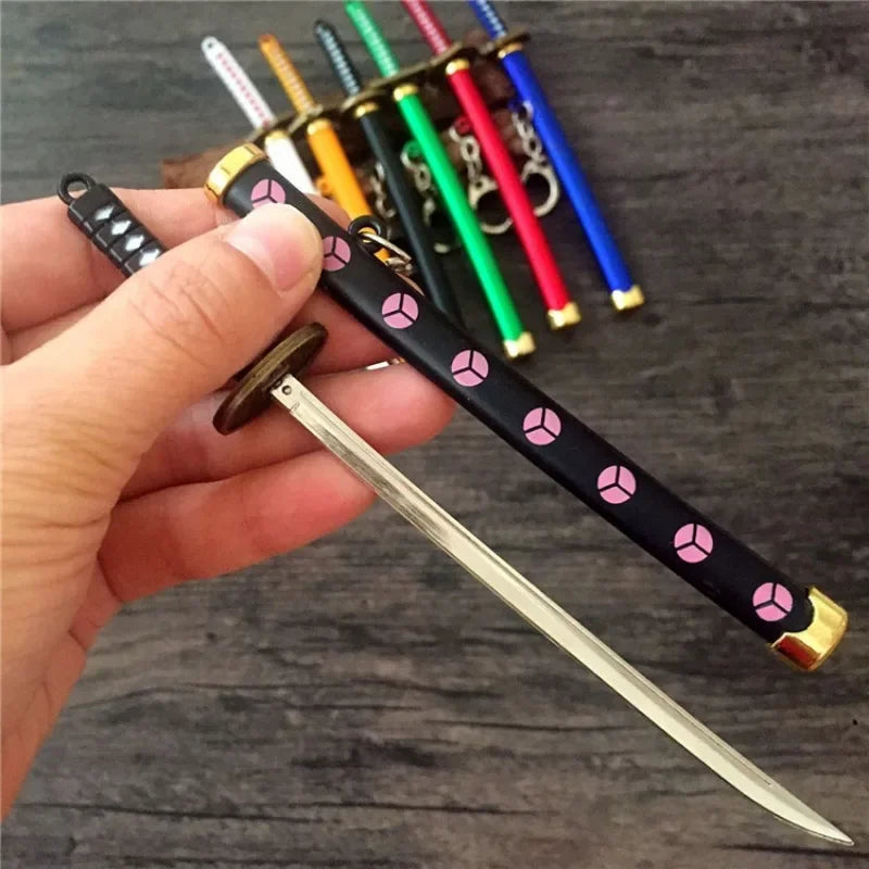 6.3inch Metal Roronoa Zoro Katana Keychain Small Anime Zoro Sword Ninja Knife Real Japanese Katana original Samurai Sabre Gift