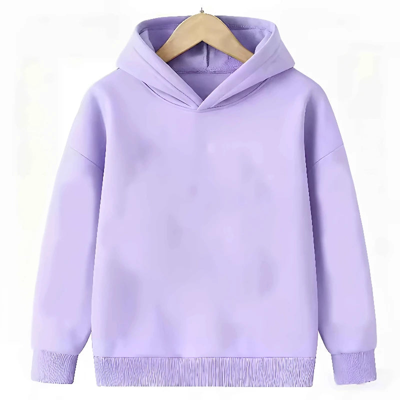 Children's Hooded Sweatshirt, Warm and Thick, Solid Color, Black, Yellow, Blue, Pink, Purple, Red Casual and Stylish Sweatshirt.