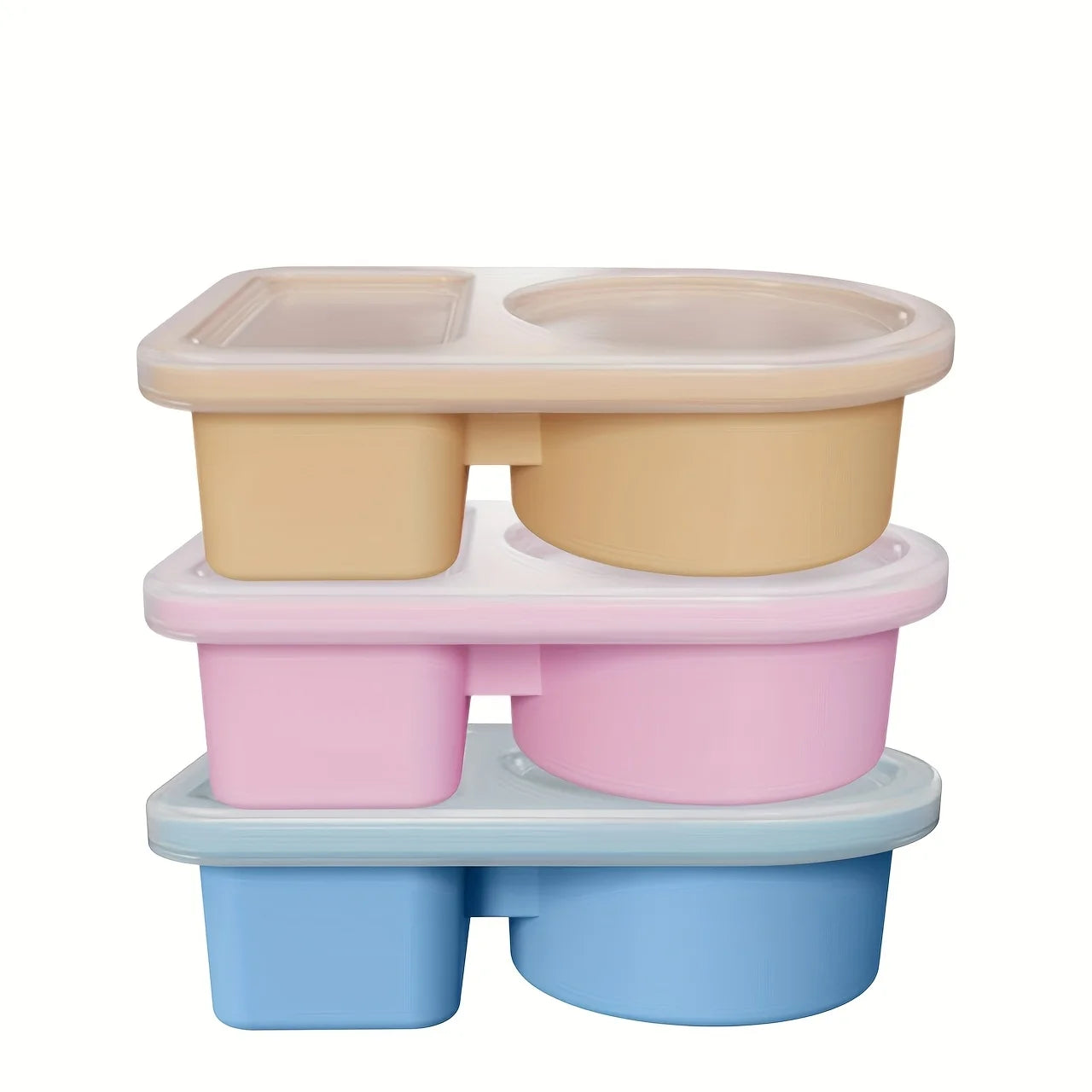 3 Pack Silicone Snack Containers 2 Compartments Reusable Snackle Box with Lids for Snack Salad Dressing & Meal Prep Food Storage