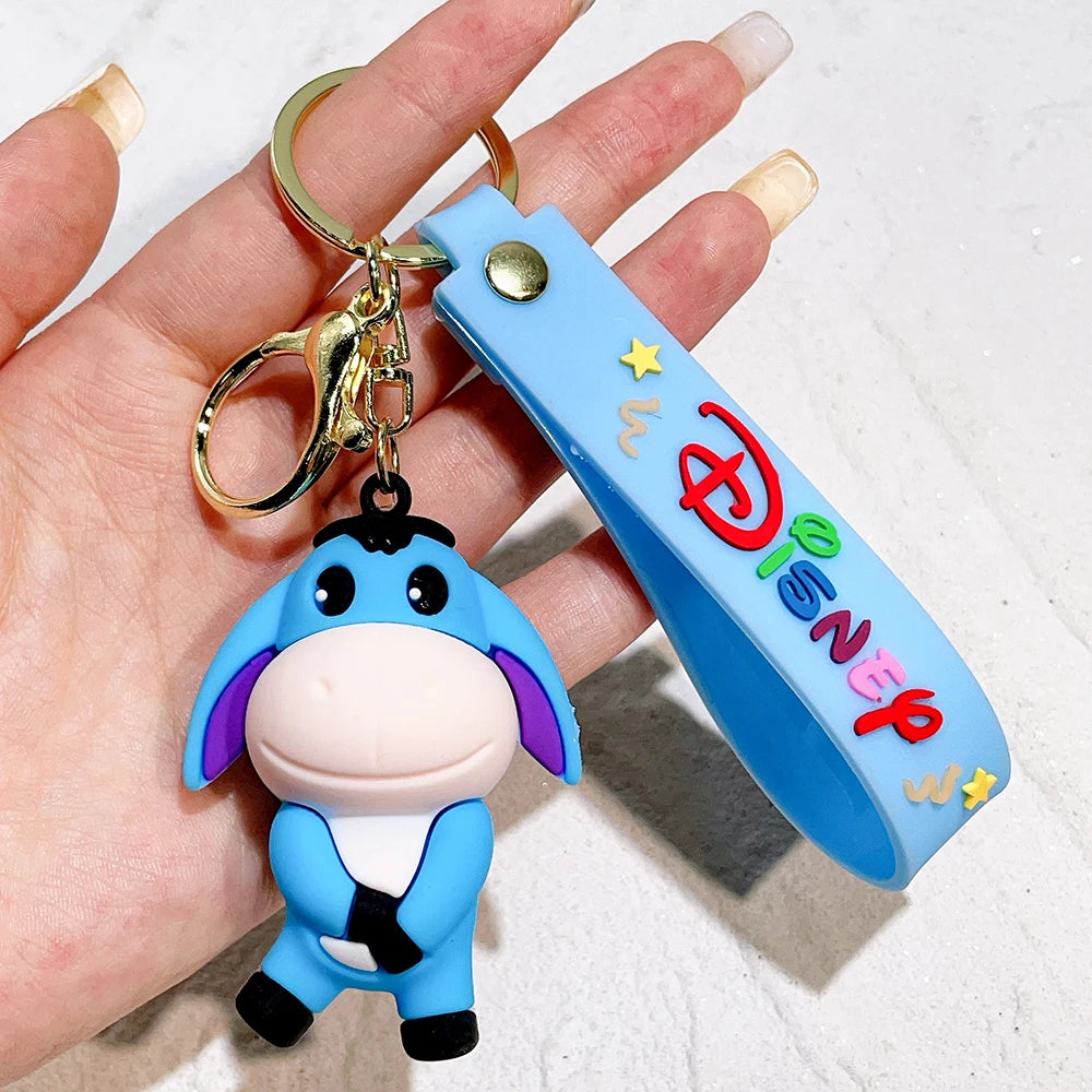 Cute Animal Winnie the Pooh Keychain-Eeyore, Tigger, Piglet PVC Keyring Toy for Car Bag Backpack, Claw Machine Prize, Gift Set