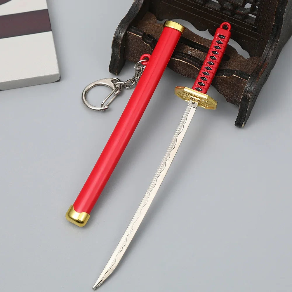 6.3inch Metal Roronoa Zoro Katana Keychain Small Anime Zoro Sword Ninja Knife Real Japanese Katana original Samurai Sabre Gift