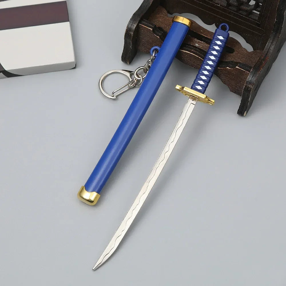 6.3inch Metal Roronoa Zoro Katana Keychain Small Anime Zoro Sword Ninja Knife Real Japanese Katana original Samurai Sabre Gift