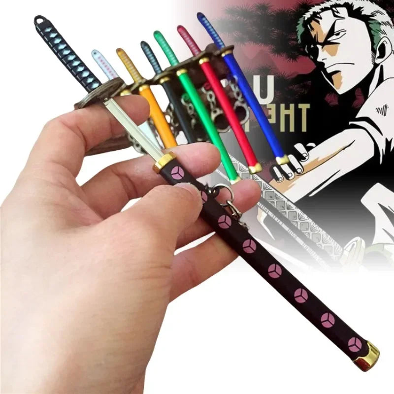 6.3inch Metal Roronoa Zoro Katana Keychain Small Anime Zoro Sword Ninja Knife Real Japanese Katana original Samurai Sabre Gift