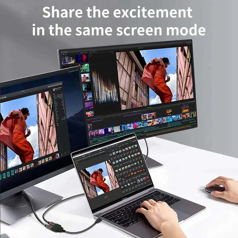 HDMI Splitter Adapter Cable 1 Male To Dual HDMI-compatible 2 Way Female Y Splitter Cable 1 in 2 Out for Laptop TV Monitor