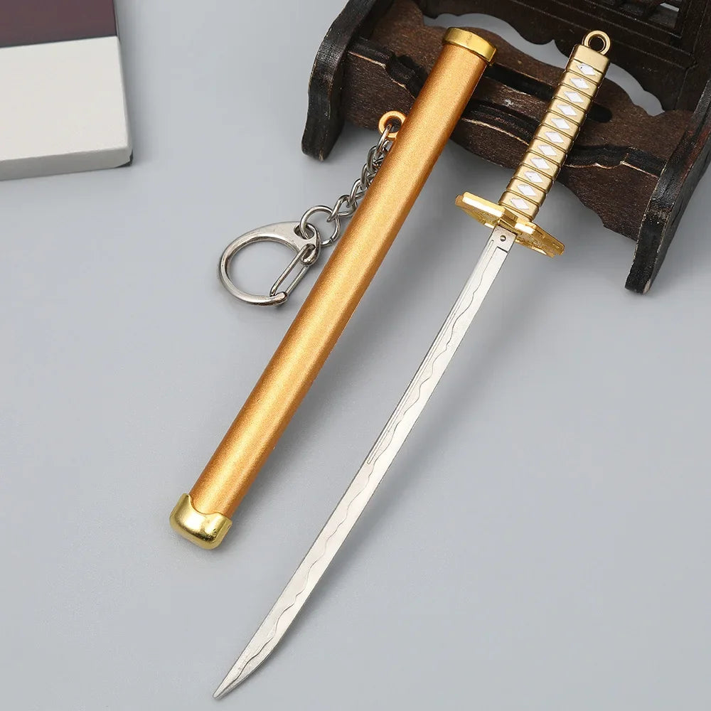 6.3inch Metal Roronoa Zoro Katana Keychain Small Anime Zoro Sword Ninja Knife Real Japanese Katana original Samurai Sabre Gift