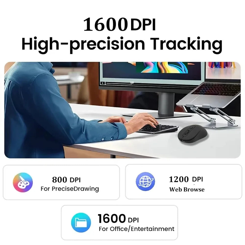 Bluetooth 5.2 Mouse 2.4G Wireless Mouse Rechargeable Dual Mode Gaming Mouse Silent Mouse 1600 DPI Mice For PC Laptop MacBook Pro