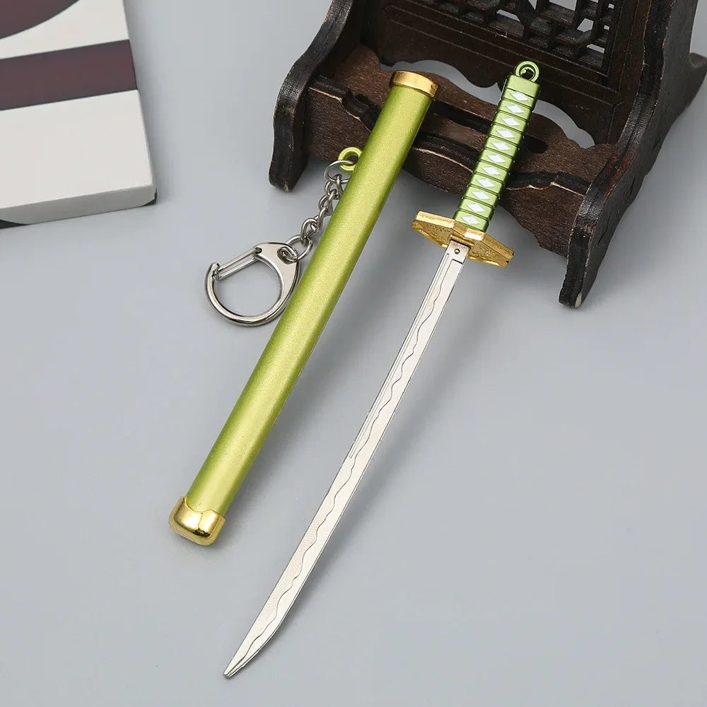 6.3inch Metal Roronoa Zoro Katana Keychain Small Anime Zoro Sword Ninja Knife Real Japanese Katana original Samurai Sabre Gift