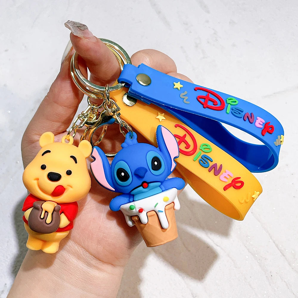 Cute Animal Winnie the Pooh Keychain-Eeyore, Tigger, Piglet PVC Keyring Toy for Car Bag Backpack, Claw Machine Prize, Gift Set