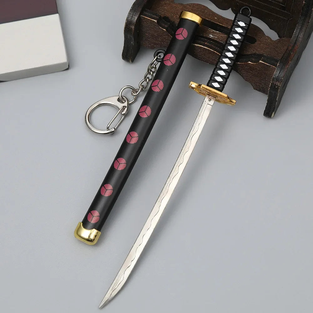 6.3inch Metal Roronoa Zoro Katana Keychain Small Anime Zoro Sword Ninja Knife Real Japanese Katana original Samurai Sabre Gift