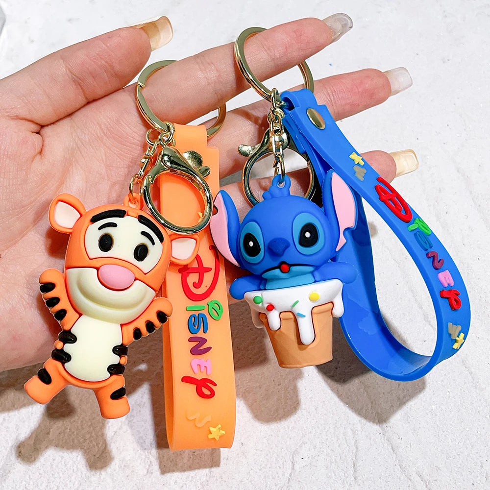 Cute Animal Winnie the Pooh Keychain-Eeyore, Tigger, Piglet PVC Keyring Toy for Car Bag Backpack, Claw Machine Prize, Gift Set