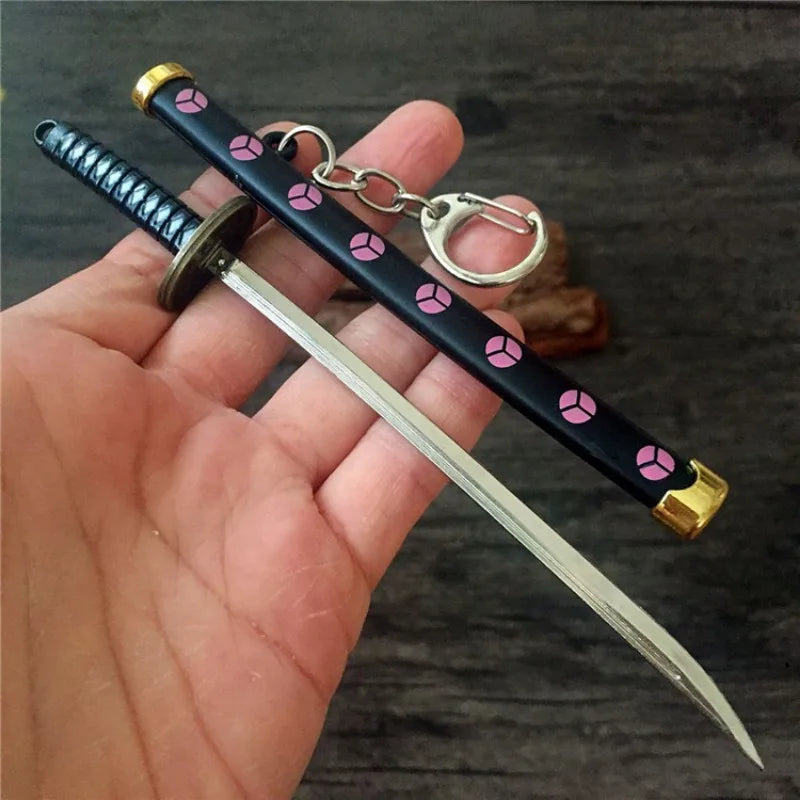 6.3inch Metal Roronoa Zoro Katana Keychain Small Anime Zoro Sword Ninja Knife Real Japanese Katana original Samurai Sabre Gift