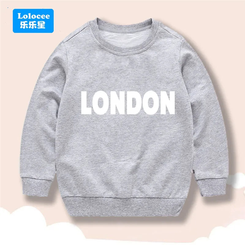 Kids Sweatshirt Paris Eiffel Tower Print Boys Casual Long Sleeve Pullover Top, High-Quality Children's Fashion Daily Wear BLTBZ1