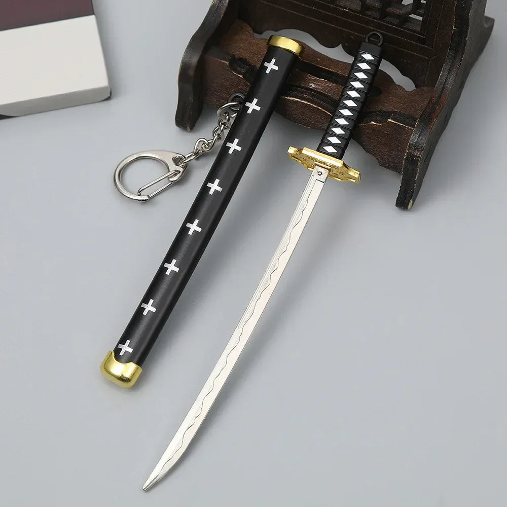 6.3inch Metal Roronoa Zoro Katana Keychain Small Anime Zoro Sword Ninja Knife Real Japanese Katana original Samurai Sabre Gift